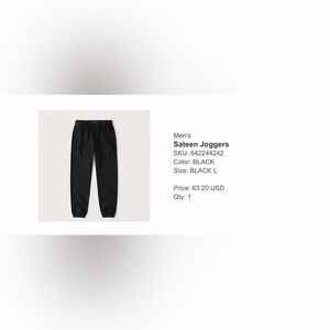 Abercrombie & Fitch Black Sateen Joggers
